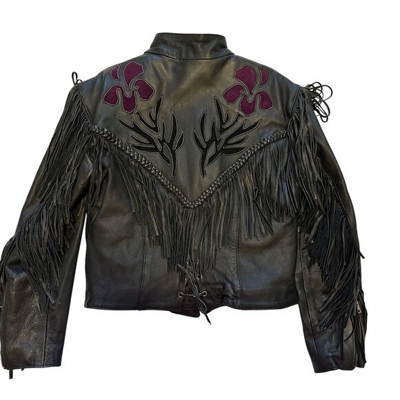 Highway One Leather Fringe Jacket M Retro Western Festival Biker - Picture 4 of 16